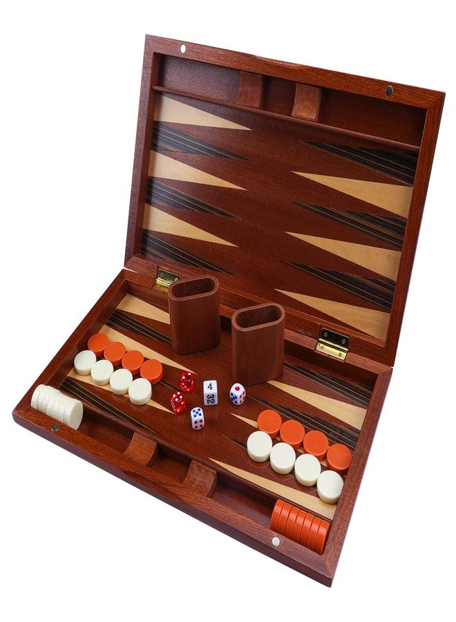 Offelec Wooden Backgammon Set, 15 inch Folding Backgammon Board Game with 32 Pieces | Portable Travel Strategy Game for Adults & Kids | Complete Backgammon Set in Wood Case for Family Game Nights & Gifts - Image 1
